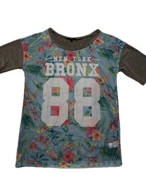 G 21 Bronx Floral Tee - Blue and Grey Size XS